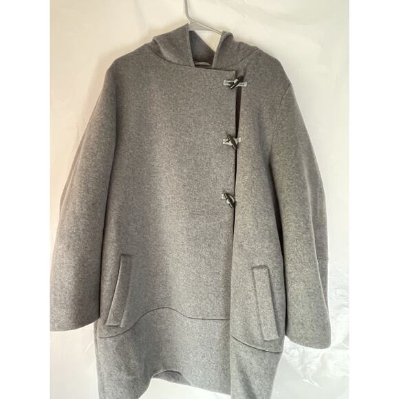 Garnet Hill Modern Duffle Coat Wool Blend Gray Sz 16 Designer Luxury Jacket - Picture 2 of 10